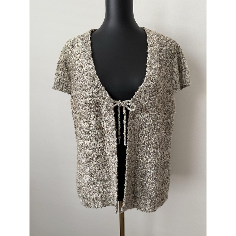 Vintage 90s Mary McFadden Sequin Knit Tie Front Sweater Women's M Fairy Core